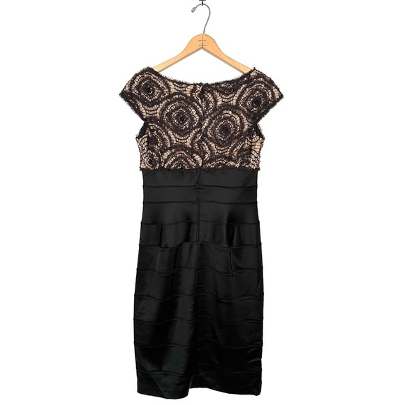 Tadashi Shoji | Black Lace Beaded Cap Sleeve Bandage Sheath Dress - Picture 5 of 8